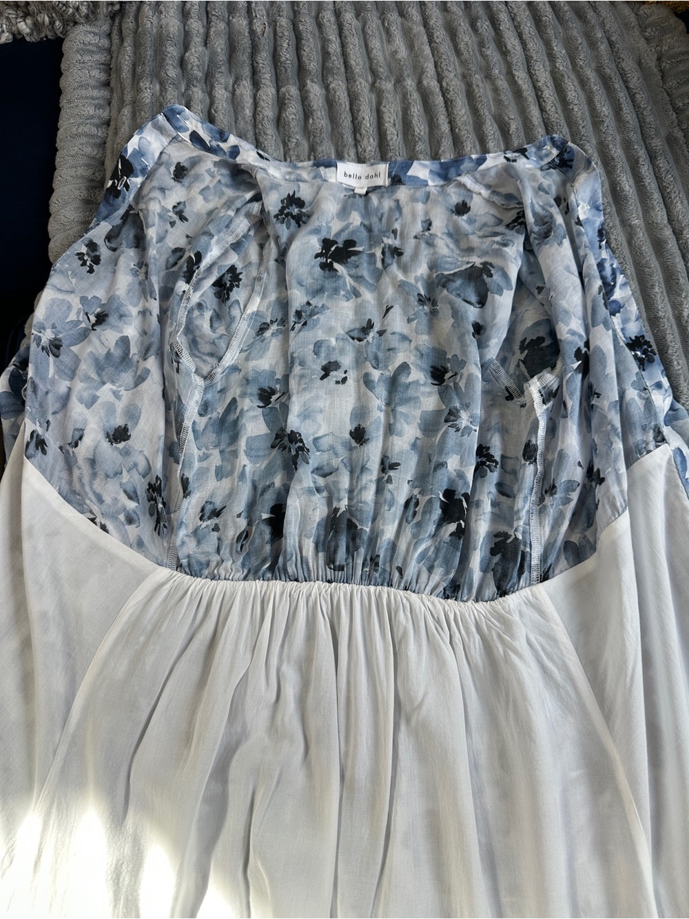 Bella Dahl midi maxi navy and white floral print lightweight shirt dress - Picture 7 of 11